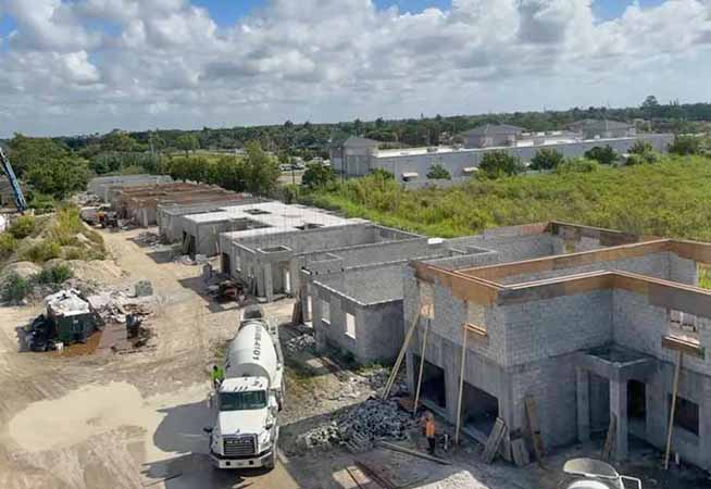 An image of the Palm Villas project from above